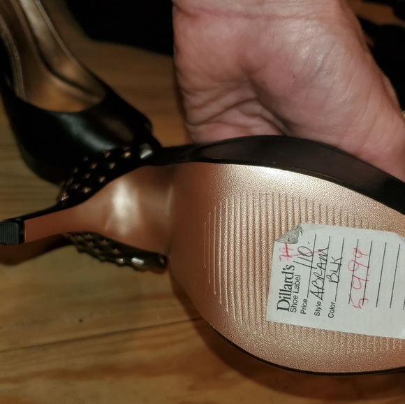 BCBGeneration Black Leather Pumps, 7B, Stud Accents - Picture 6 of 6